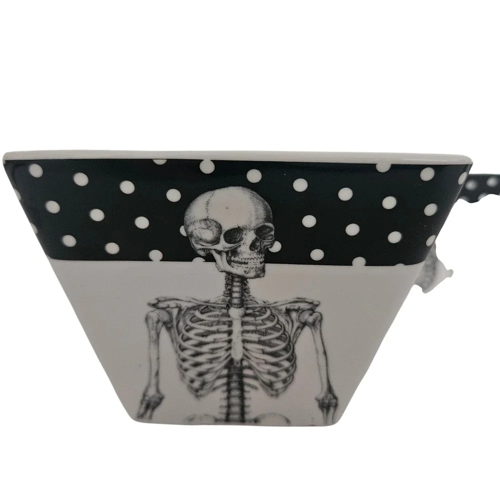 Ciroa Wicked Skeleton Square Ceramic Single Serve Bowls Set of 4 Halloween